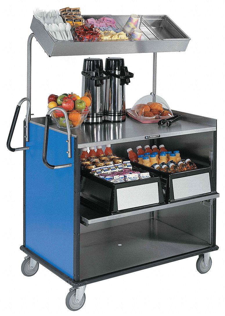LAKESIDE Compact Mobile Kiosk, Royal Blue, Stainless Steel W/laminate