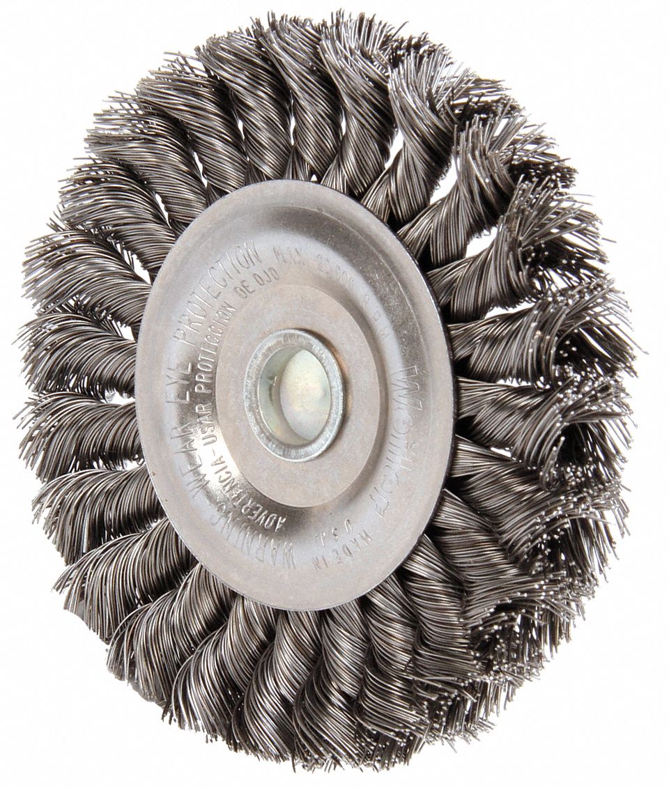 WEILER Wire Wheel Brush 4 in Brush Dia., No Arbor Arbor Hole Size, 0.
