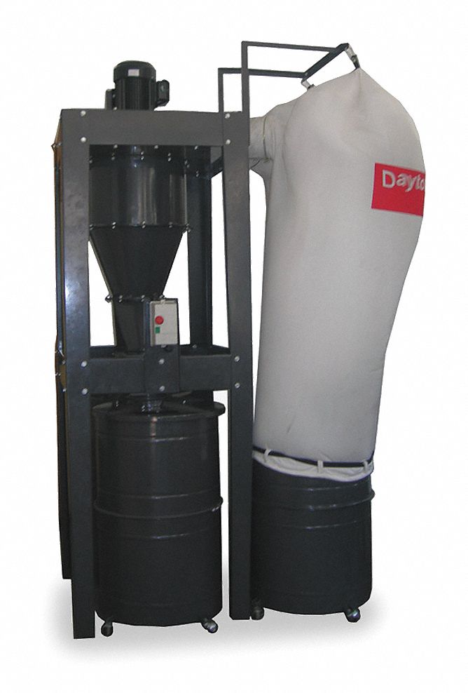 DAYTON Dust Collector: Two Stage Central, 3,200 cfm Max. Flow (CFM), 1.