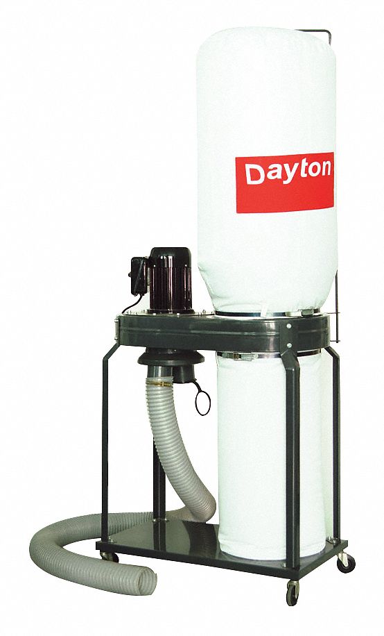 DAYTON, Single Stage Mobile, 1,100 cfm Max. Flow (CFM), Dust Collector