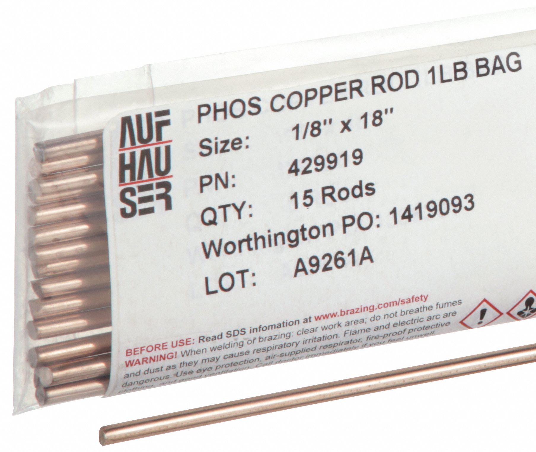 BERNZOMATIC, Phos Copper, 0 Silver, Brazing Alloy 3AC23PC3 Grainger