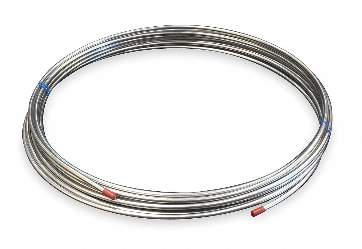 GRAINGER APPROVED 50 ft. Welded 304 Stainless Steel Coil Tubing, 1/2 in