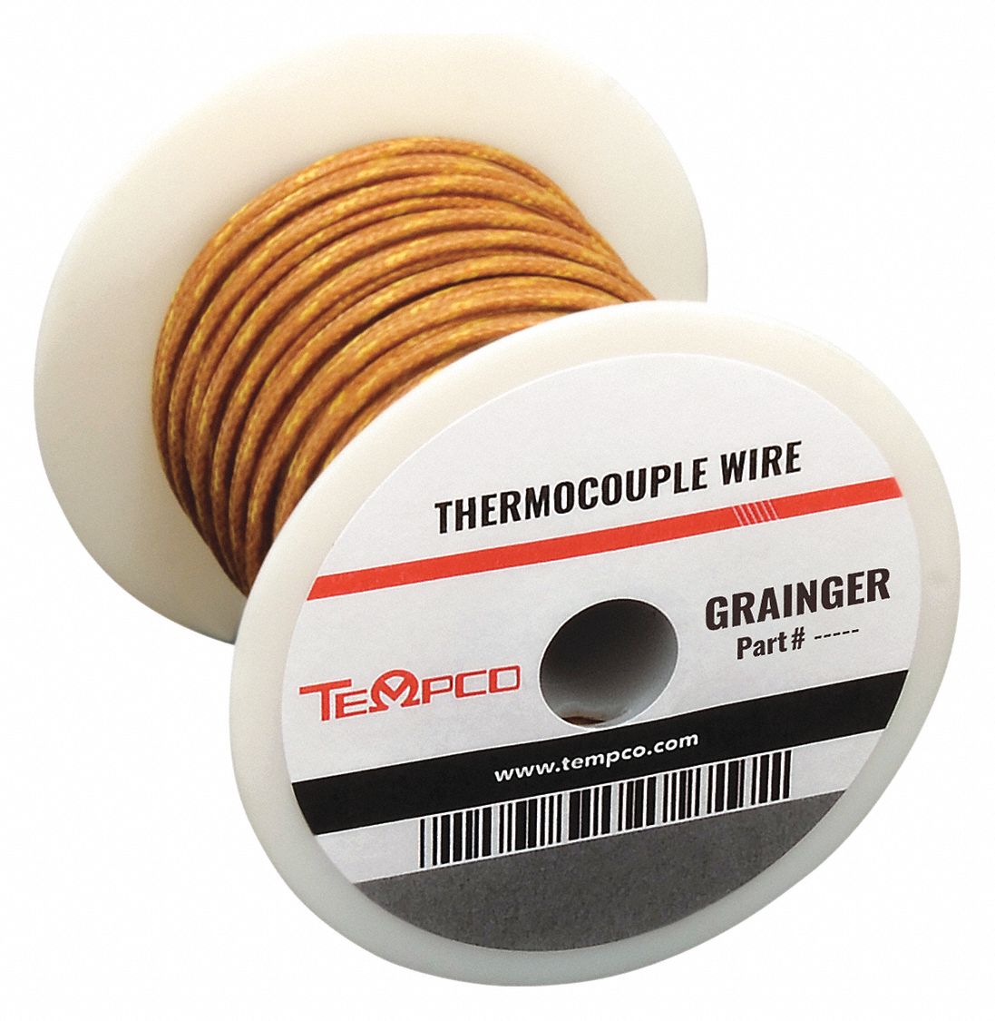 TEMPCO Thermocouple Wire, Type JX, 20 AWG, 100 ft, Solid, Brown, 2