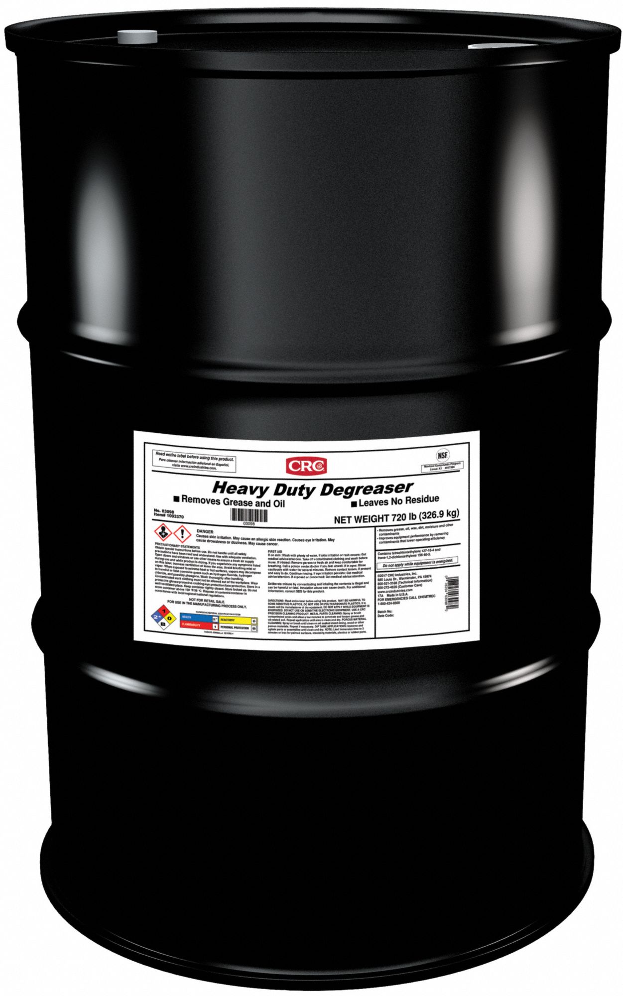 CRC, Solvent Based, Drum, Heavy Duty Degreaser 3APN503098 Grainger