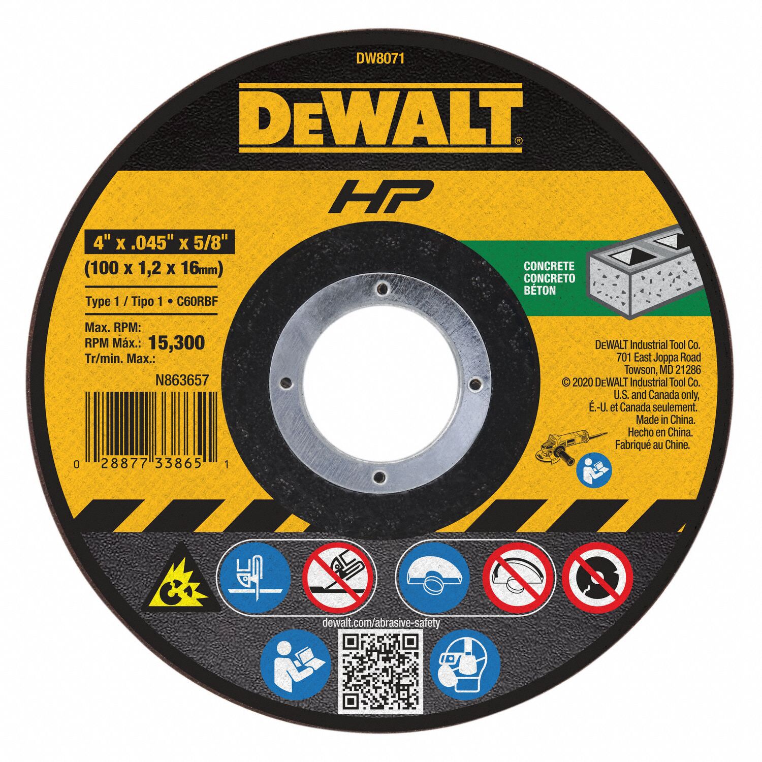 DEWALT, 4 in Abrasive Wheel Dia, Silicon Carbide, Abrasive CutOff