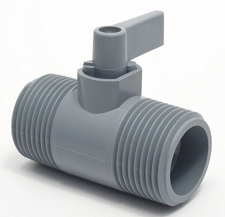 GRAINGER APPROVED Ball Valve, PVC, Inline, 1Piece, Pipe Size 3/4 in