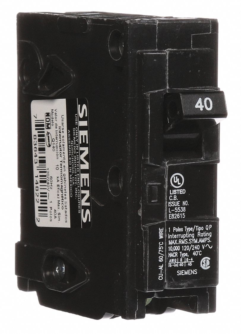 SIEMENS Miniature Circuit Breaker 40 A Amps, 120V AC, Single Phase