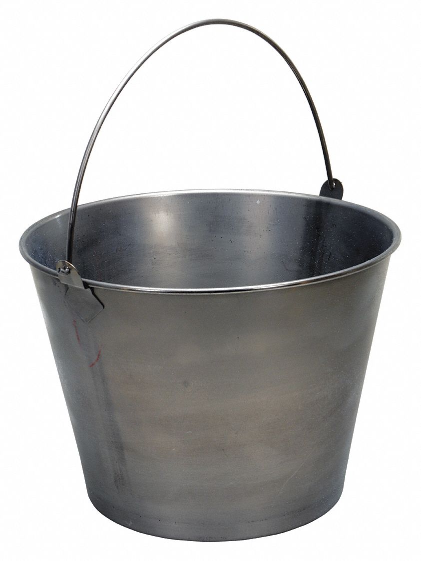 GRAINGER APPROVED 5.0 gal 304 Stainless Steel Round Bucket, Silver