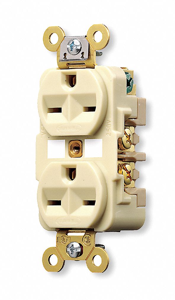 HUBBELL WIRING DEVICE-KELLEMS 15, Industrial, Receptacle, Ivory, No