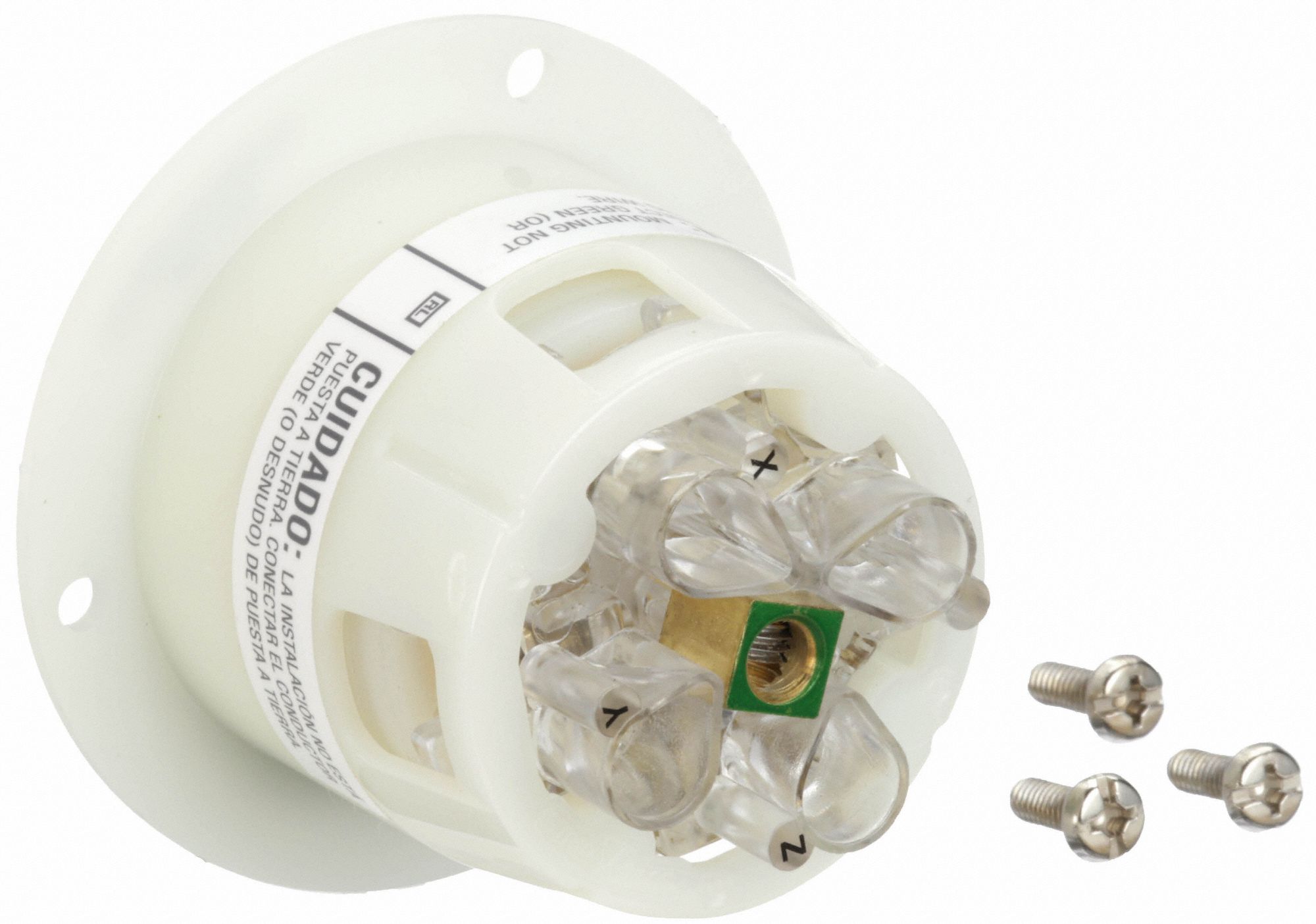 HUBBELL WIRING DEVICEKELLEMS White Flanged Locking Receptacle, 30 Amps