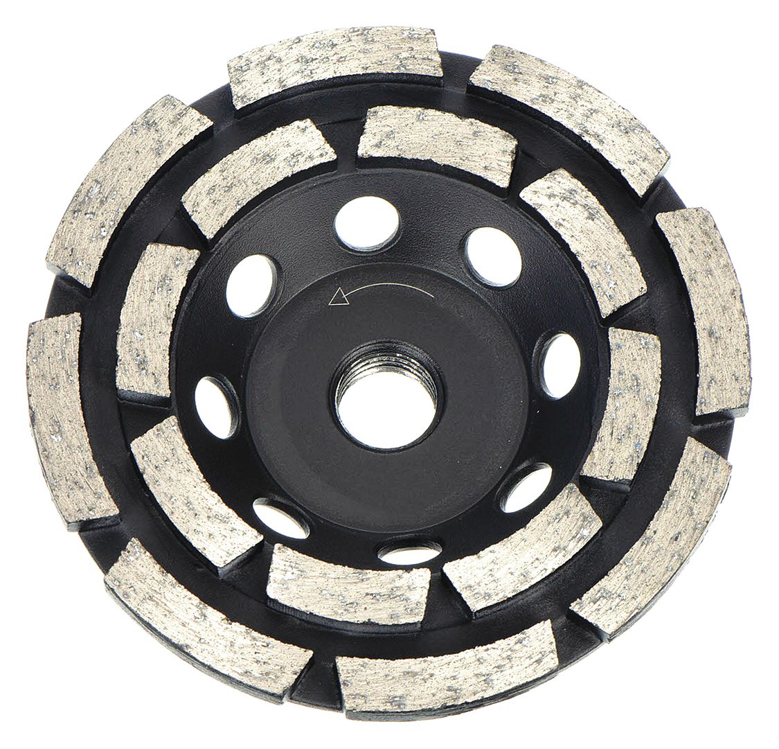 HUSQVARNA, Double Row, 4 in Dia, Segment Cup Grinding Wheel 3DPX6LW2