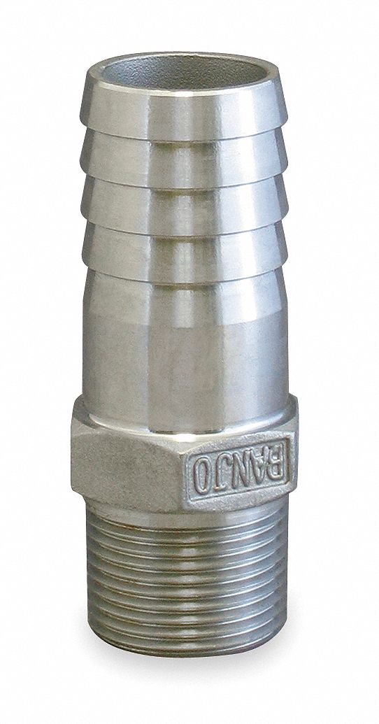 GRAINGER APPROVED Barbed Hose Fitting, Fitting Material 316 Stainless