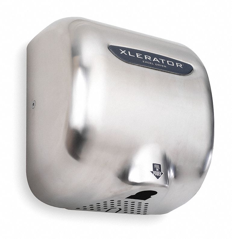 XLERATOR Hand Dryer Integral, Steel, Auto, Silver, 10 sec Dry Time, 12