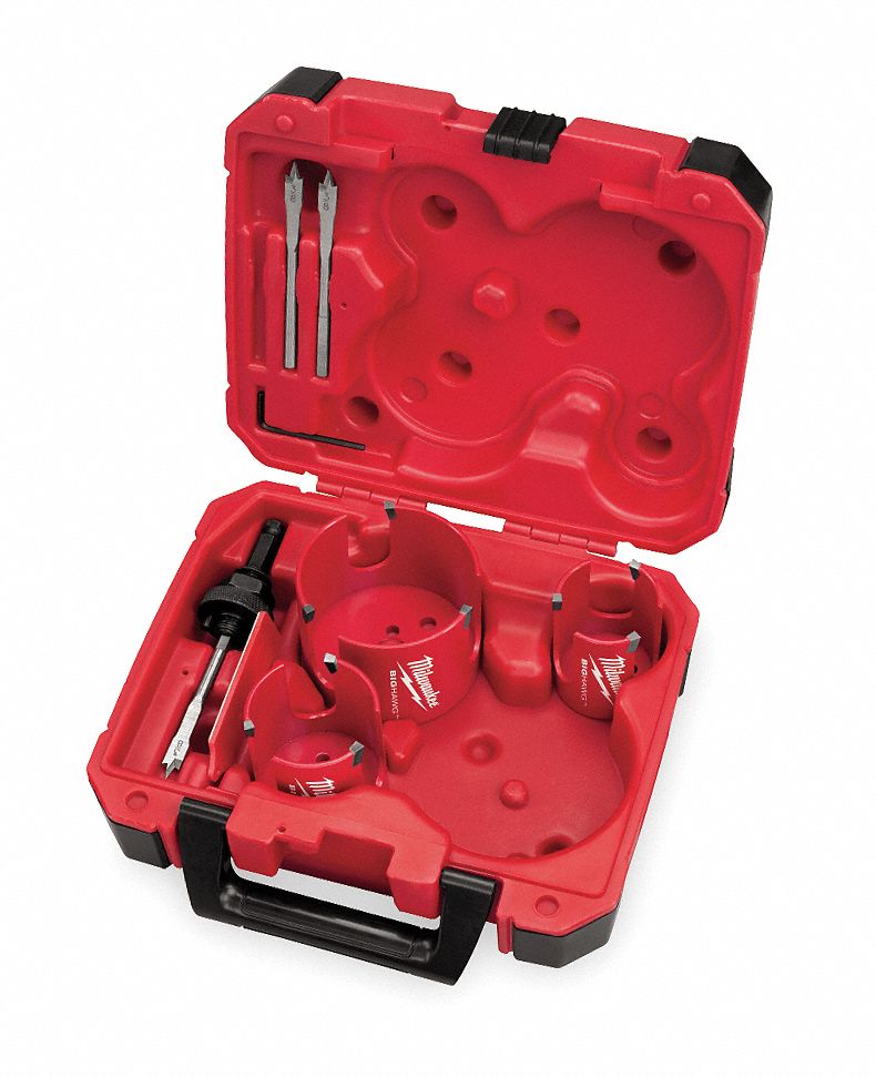 MILWAUKEE Hole Saw Kit, High Speed Steel Tooth Material, Impact Rated