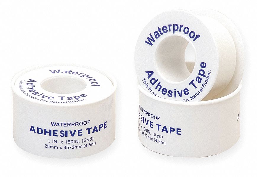Adhesive Tape, White, Waterproof Yes, 1 in Width, 5 yd Length Grainger
