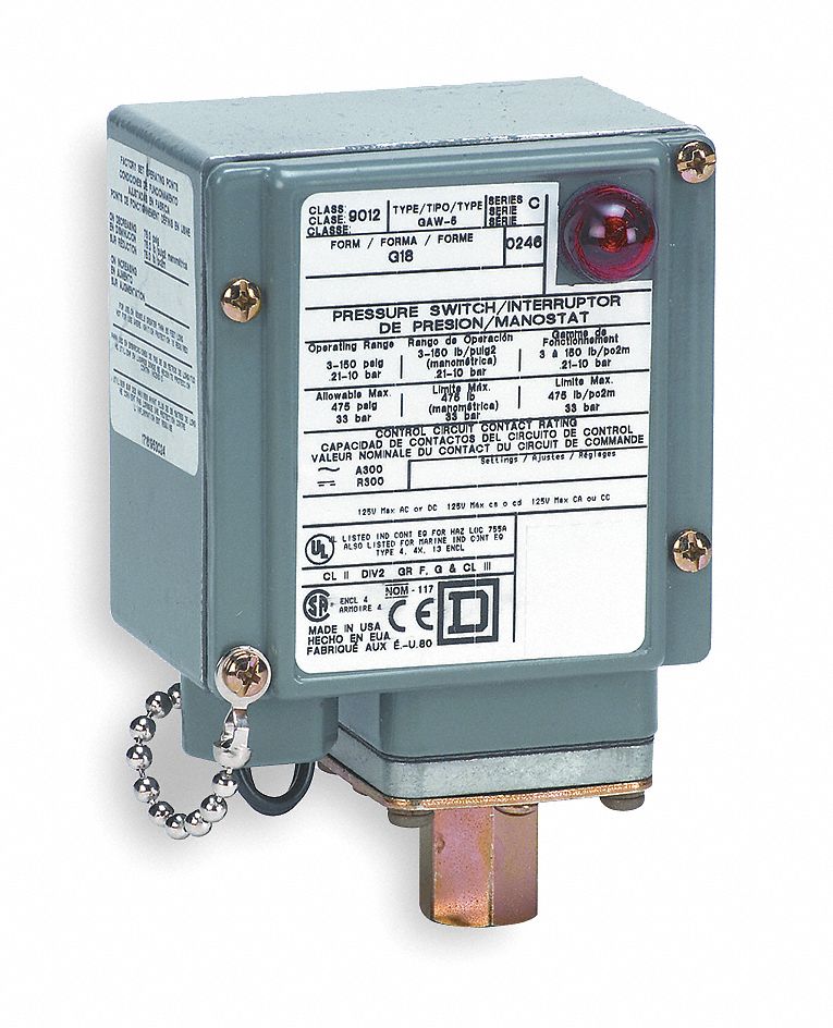SQUARE D Diaphragm Pressure Switch, Differential 6 to 30