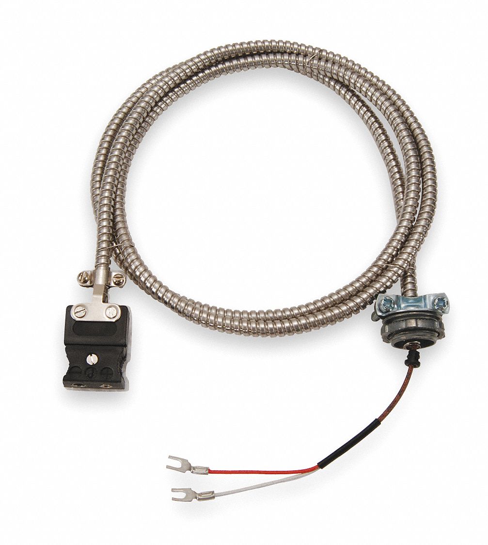 TEMPCO Extension Lead, Silver, Thermocouple Type J, Plug or Connector