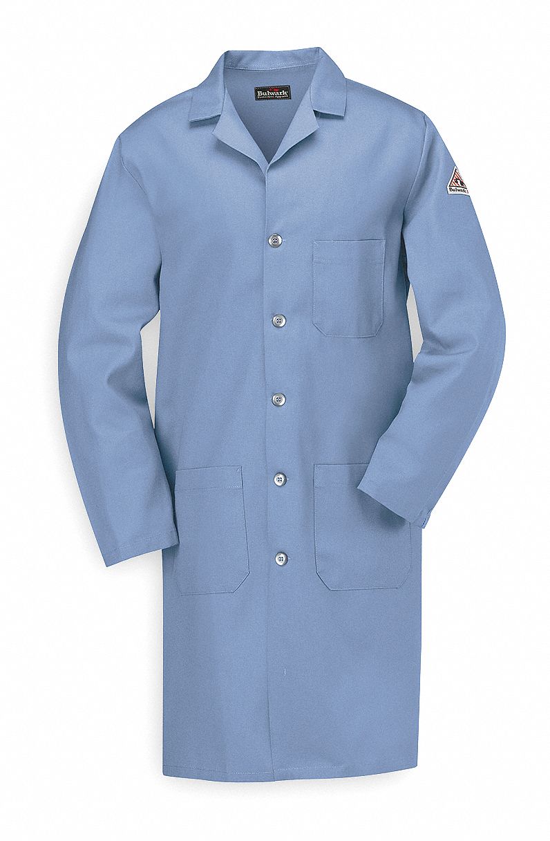 VF IMAGEWEAR Light Blue Cotton FlameResistant Lab Coat, M, 7 oz