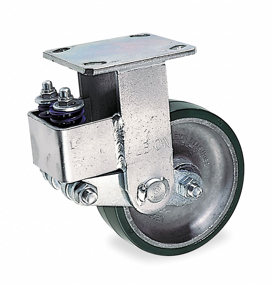 COLSON ShockAbsorbing Plate Caster, Rigid, Polyurethane, 500 lb, 6 in