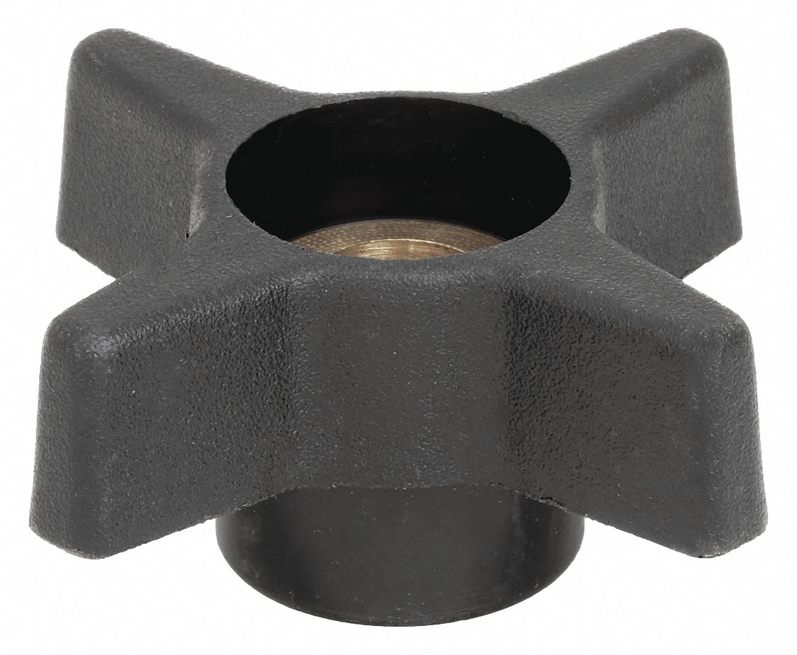 INNOVATIVE COMPONENTS, 4 Point, Plastic w/ Brass Thread, Hand Knob