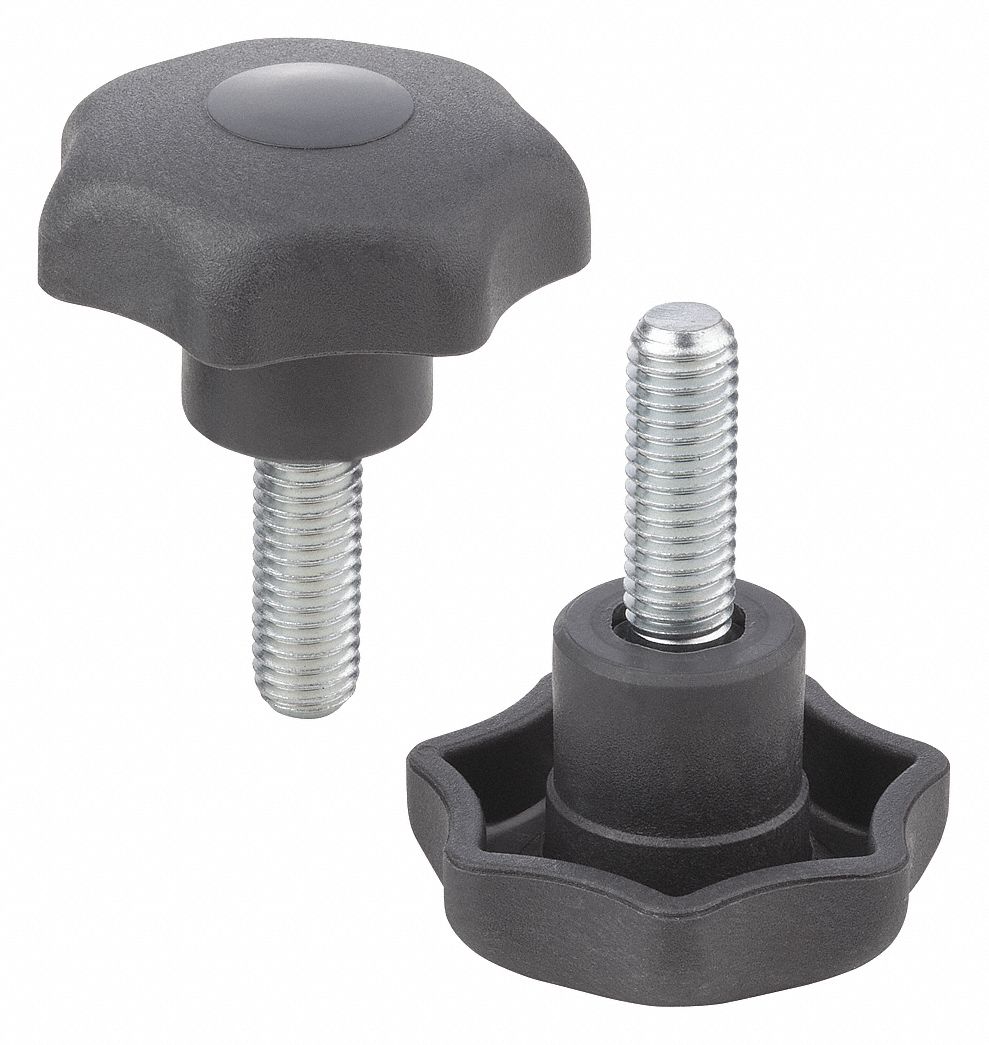 KIPP Hand Knob Star, Stainless Steel/Thermoplastic, External Thread