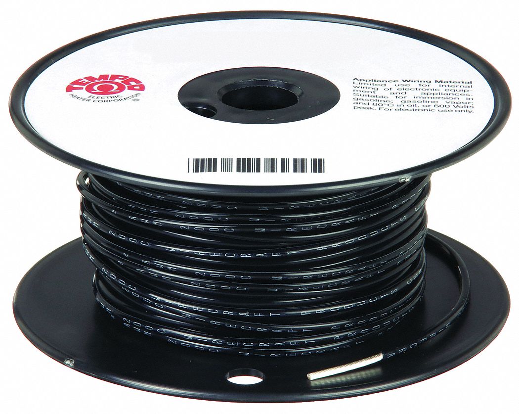 TEMPCO HIGH TEMP WIRE BLK PTFE 14AWG ,250FT High Temp and High