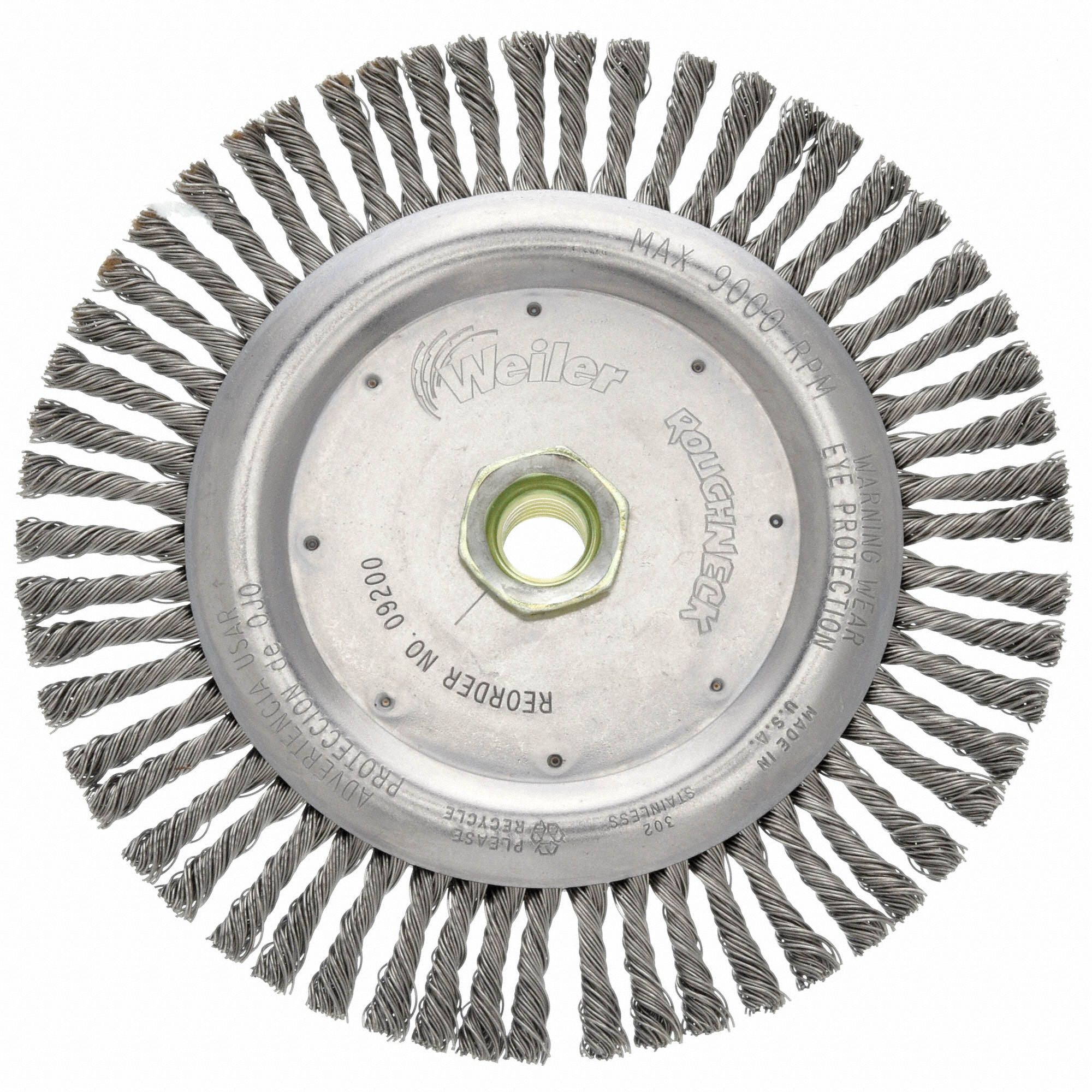 WEILER Wire Wheel Brush 6 7/8 in Brush Dia., 5/8"11 Arbor Hole, 0.02 in Wire Dia., Stainless