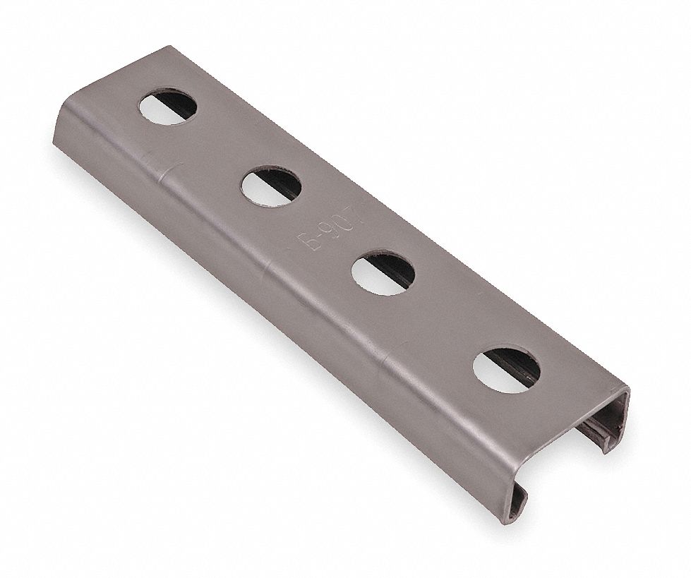Strut Channel Punched Hole 304 Stainless Steel, Polished, 14 ga