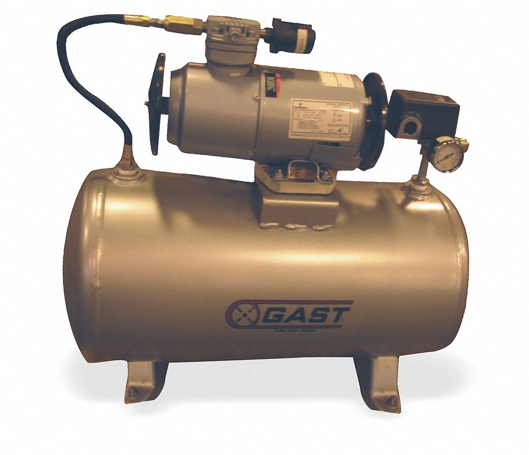 GAST 1/4 HP, 2 gal. Horizontal Oilless Tank Mounted Electric Air
