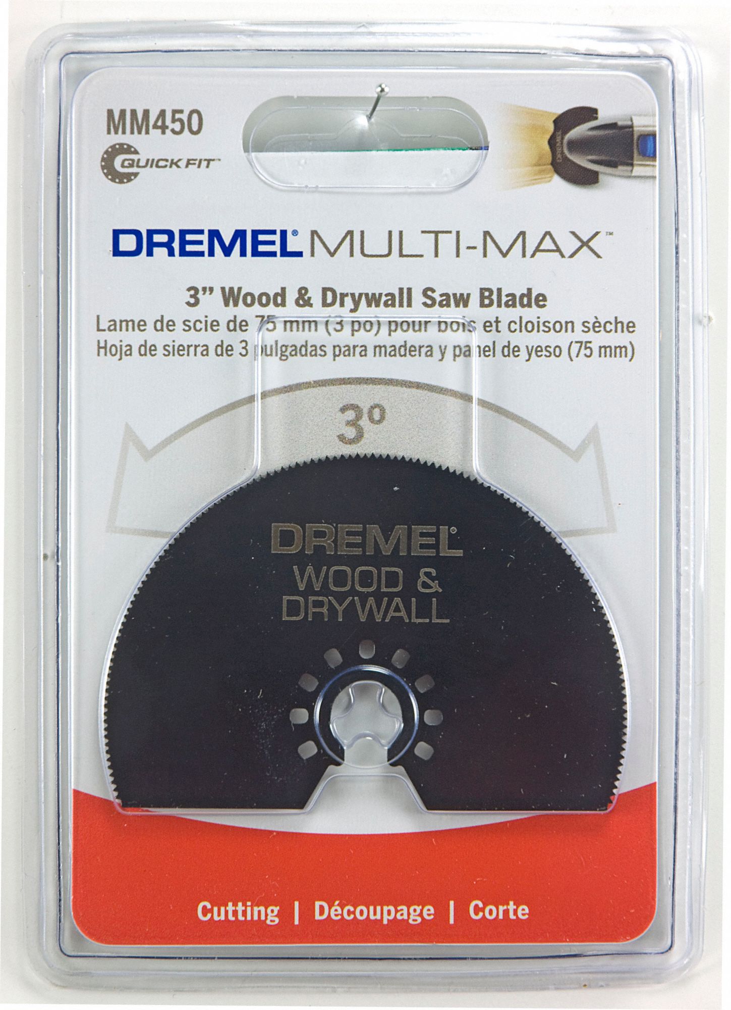 DREMEL Oscillating Tool Blade 3 in Blade Wd, 2 1/2 in Blade Lg, Long