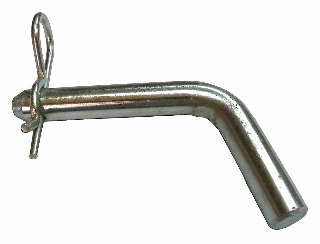 GRAINGER APPROVED Hitch Pin Bent, Steel, 1038, Zinc Plated, 1/2 in Pin