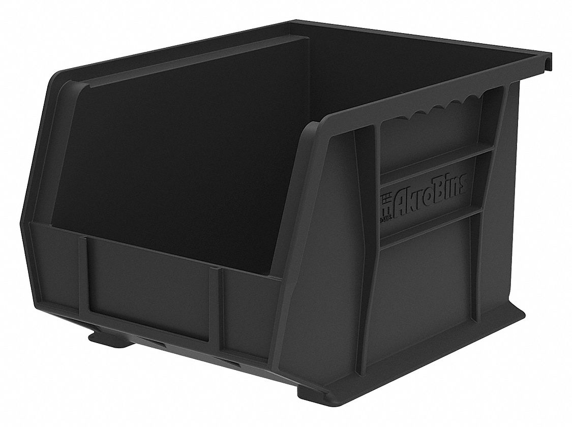 AKROMILS Hang and Stack Bin, Black, 10 3/4 in Outside Length, 8 1/4 in