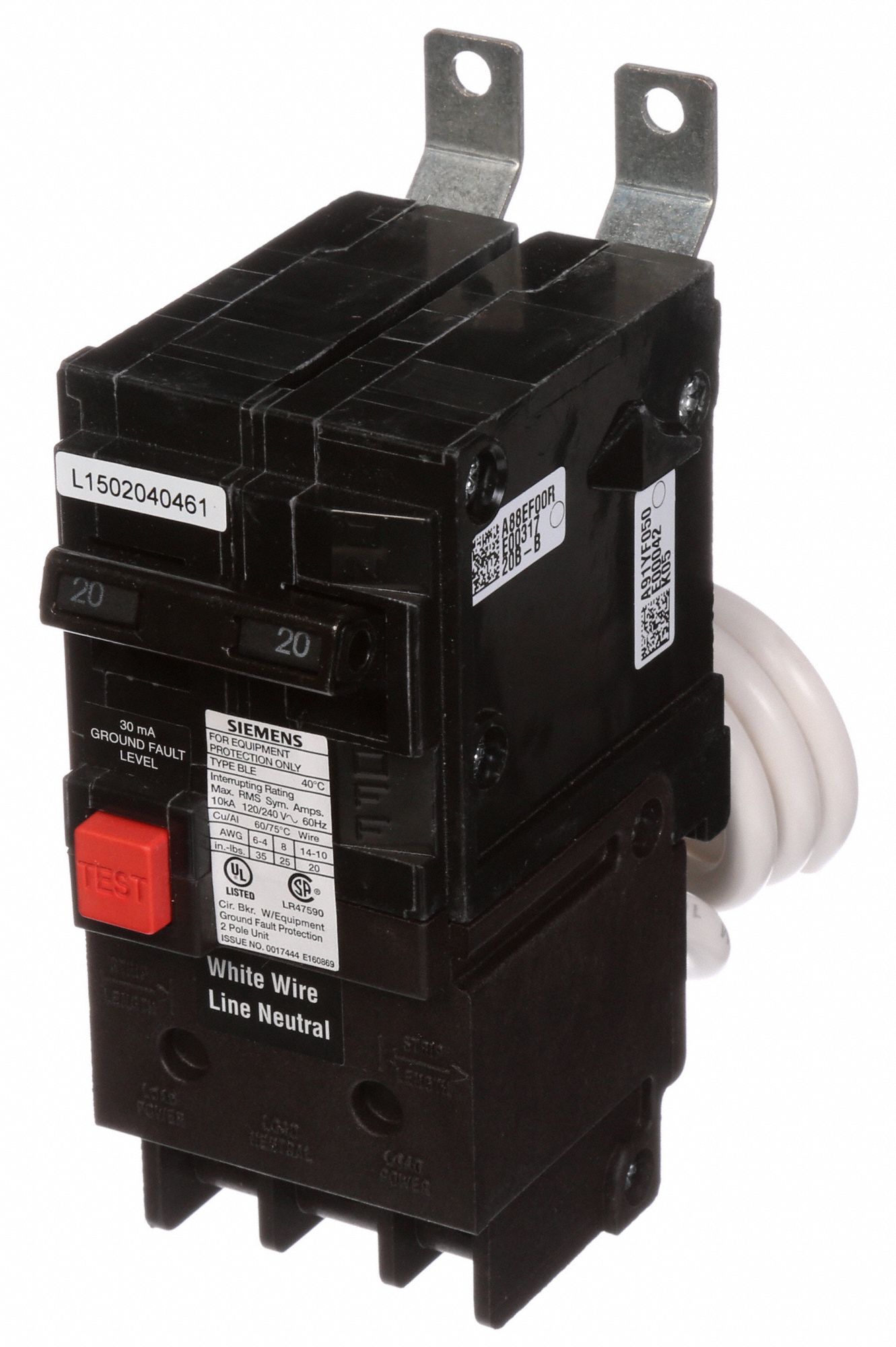 SIEMENS Miniature Circuit Breaker 20 A Amps, 120/240V AC, Single Phase