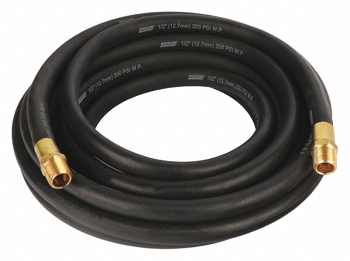 CONTINENTAL Air Hose: 1/2 in Hose Inside Dia., Black, Brass 1/2 in MNPT