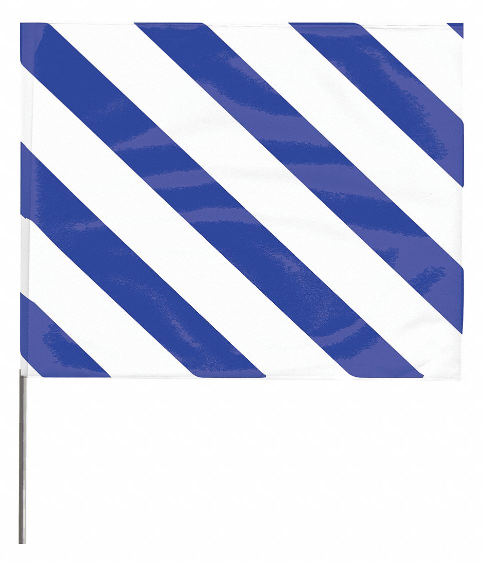 GRAINGER APPROVED Blue Stripes On White Marking Flag, 4 in Flag Height