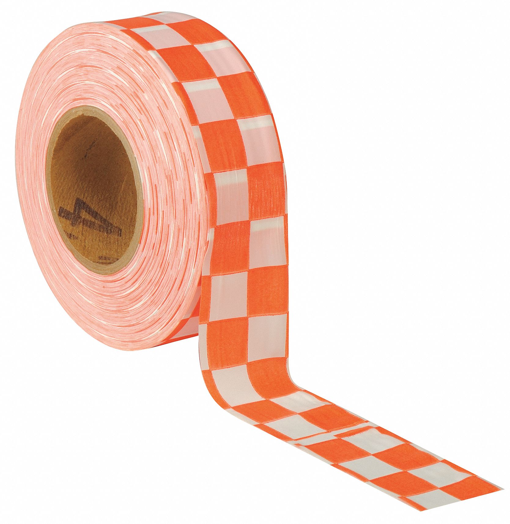 PRESCO PRODUCTS CO, Orange/White, 1 3/8 in Roll Wd, Flagging Tape