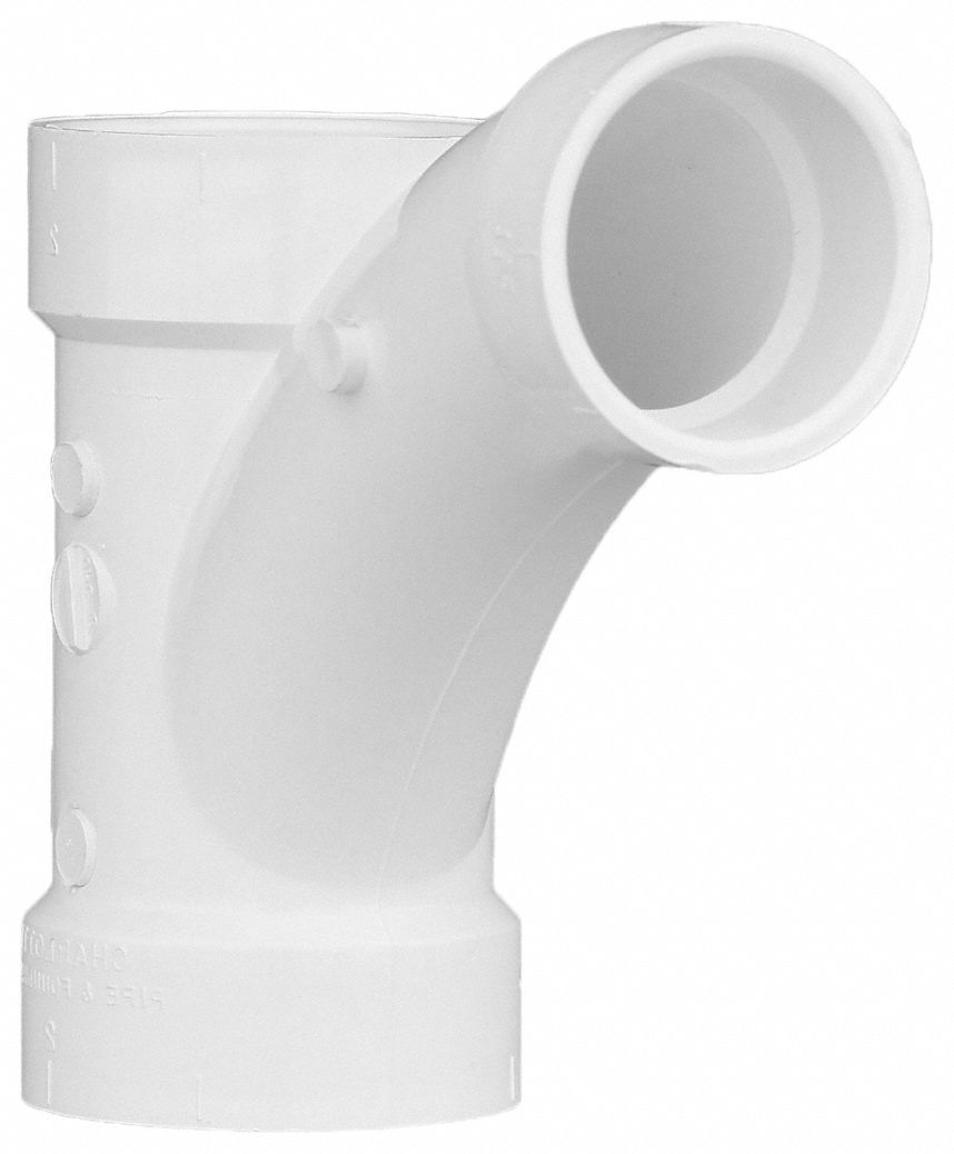 GRAINGER APPROVED PVC Wye and 45 Degrees Elbow, Hub, 3 in x 3 in x 1 1/2 in Pipe Size Pipe