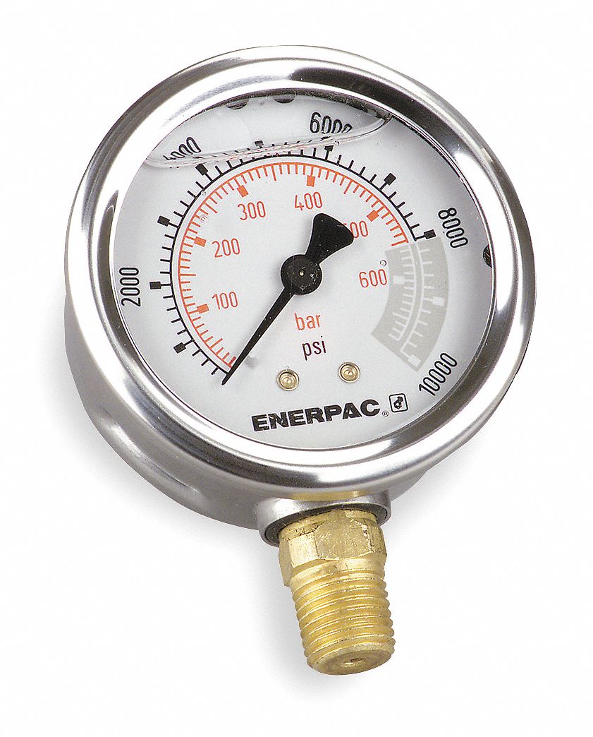 ENERPAC Hydraulic Cylinder Pressure Gauge 0 to 10,000 psi, 2 1/2 in