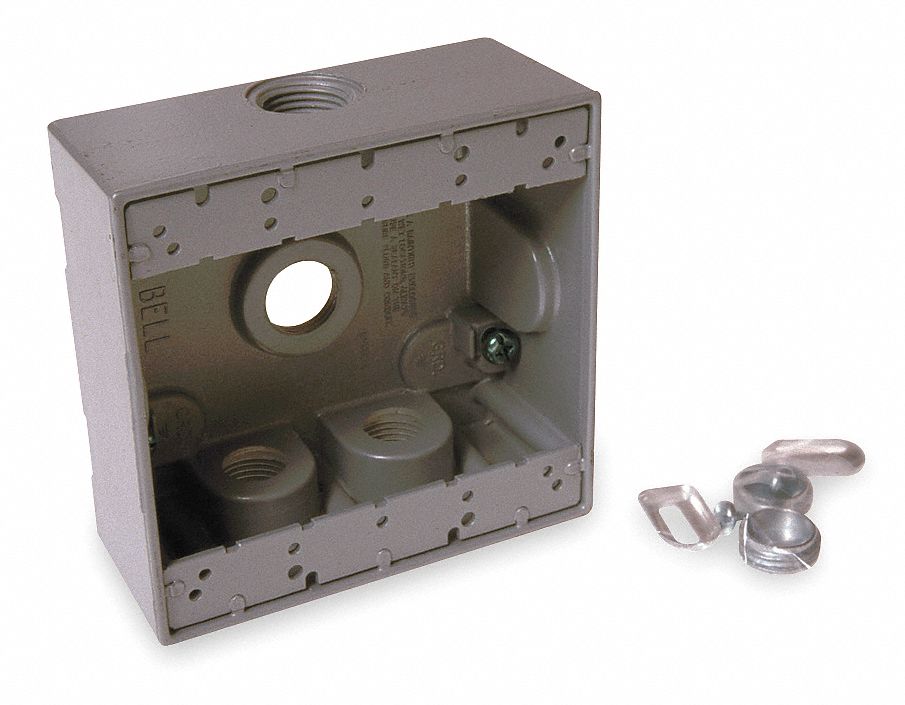 BELL Weatherproof Electrical Box 2 Gangs, 3/4 in Hub Size, 4 Inlets, 4
