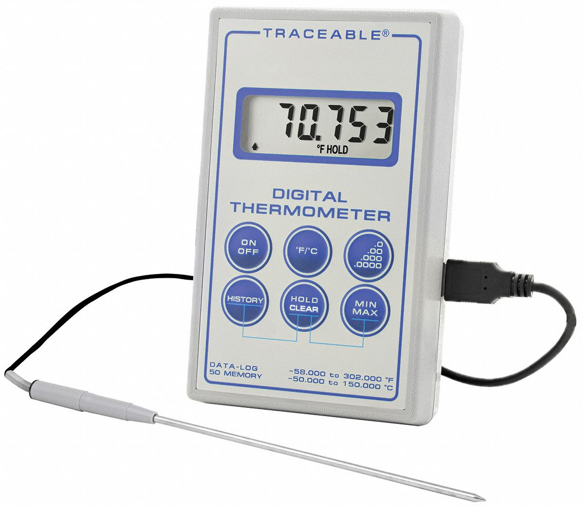 TRACEABLE Thermistor Thermometer Thermistor Temp Meter with Data