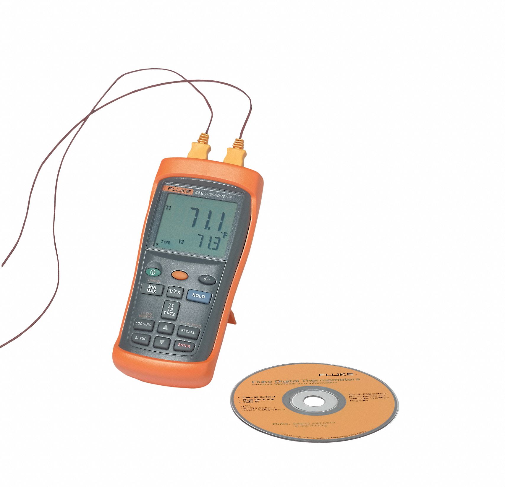 FLUKE Thermocouple Thermometer, 2 Input 3KTY5FLUKE542 Grainger