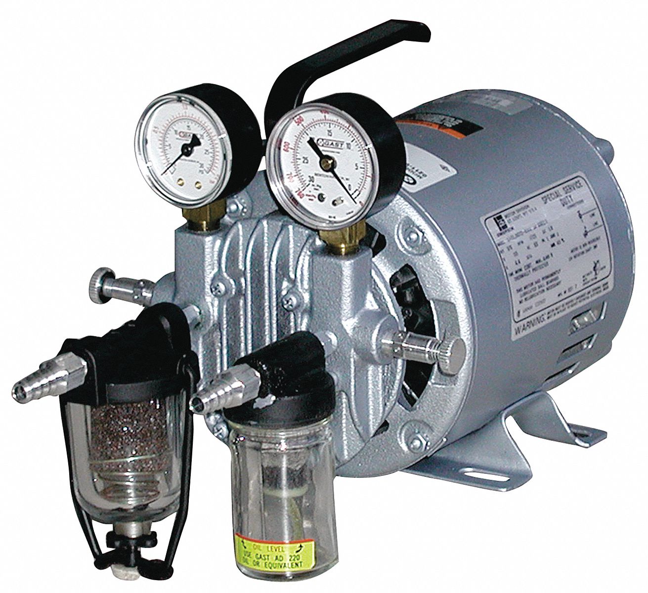 GAST 1/6 HP Vacuum Pump; Inlet Size 1/4 in NPT, Outlet Size 1/4 in NPT 3KYY20211V45FG8CX