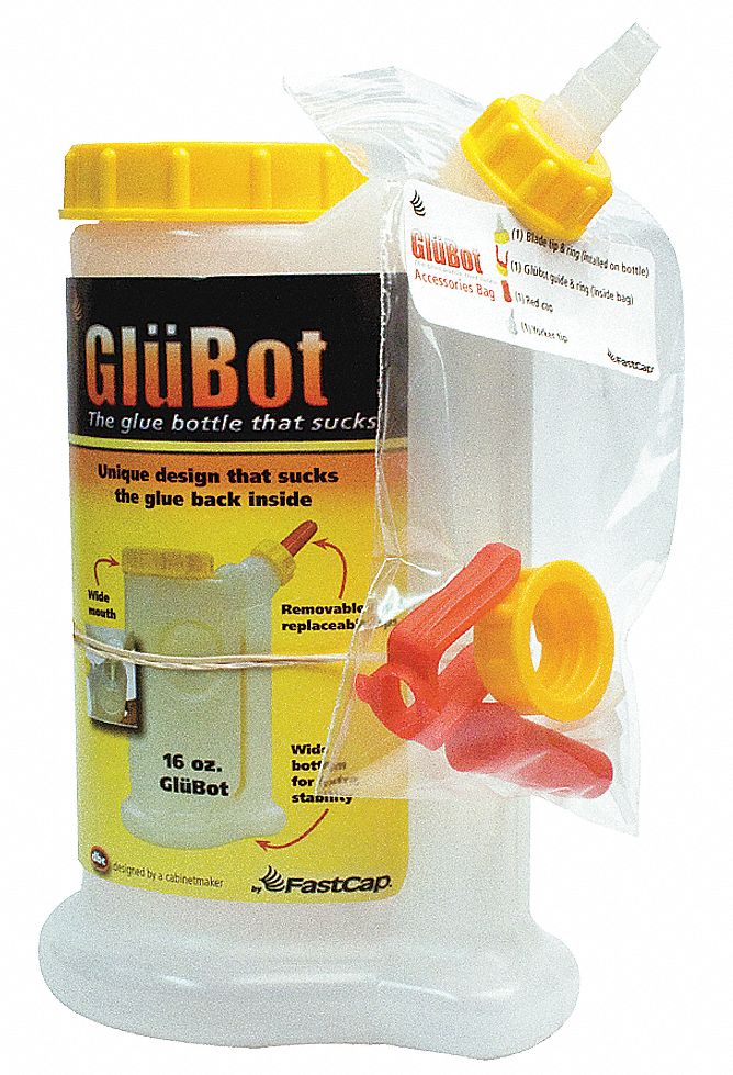 FAST CAP, 16 fl oz Capacity, White/Yellow, Glue Dispenser 3KZP6GB