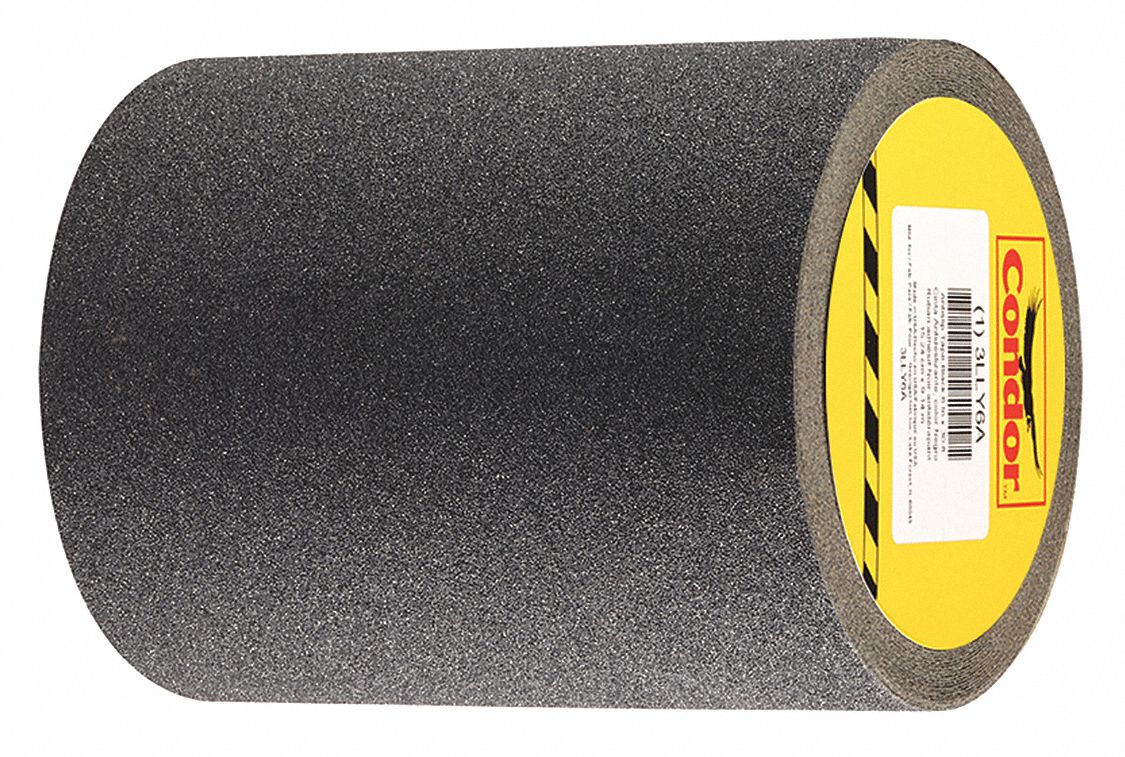 CONDOR Solid Black AntiSlip Tape, 6 in x 30 ft, 80 Grit Silicon