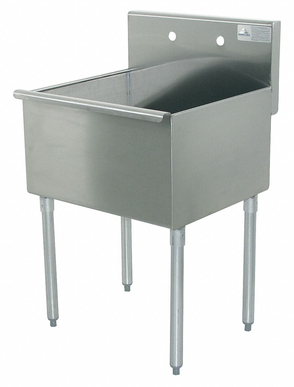 GRAINGER APPROVED Utility Sink, Stainless Steel, 36 in Overall Length