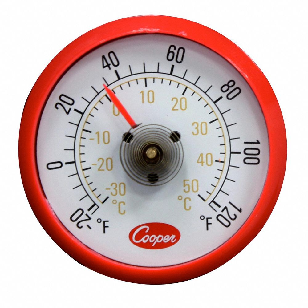 COOPER ATKINS Refrigerator/Freezer Thermometer, 20° to 120° Temp