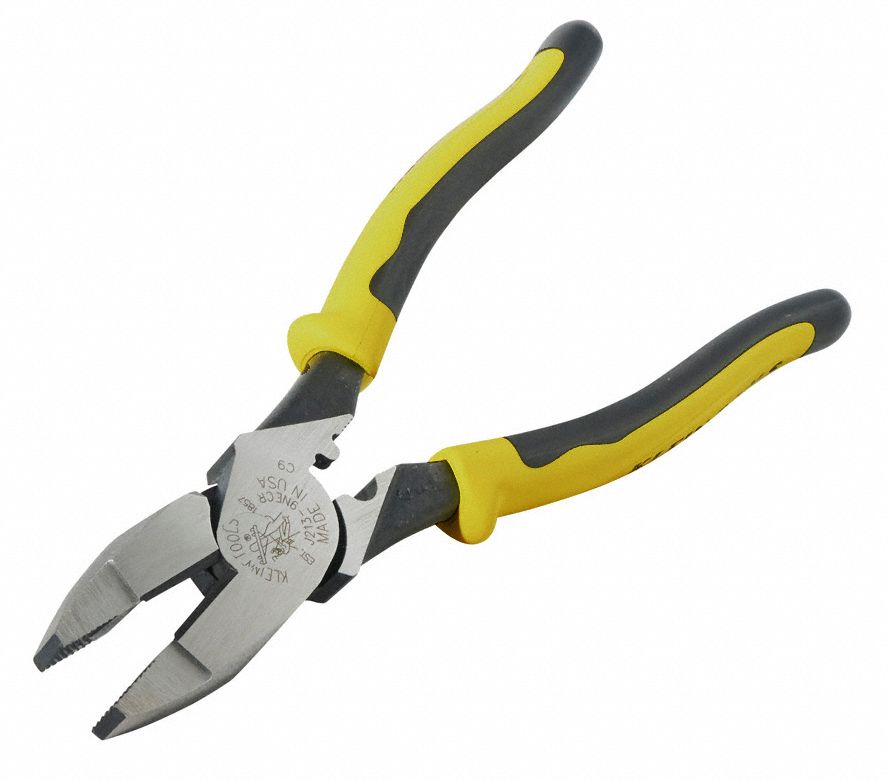 KLEIN TOOLS Linemans Pliers, Jaw Length 1 19/32 in, Jaw Width 1 1/4 in, Jaw Thickness 5/8 in