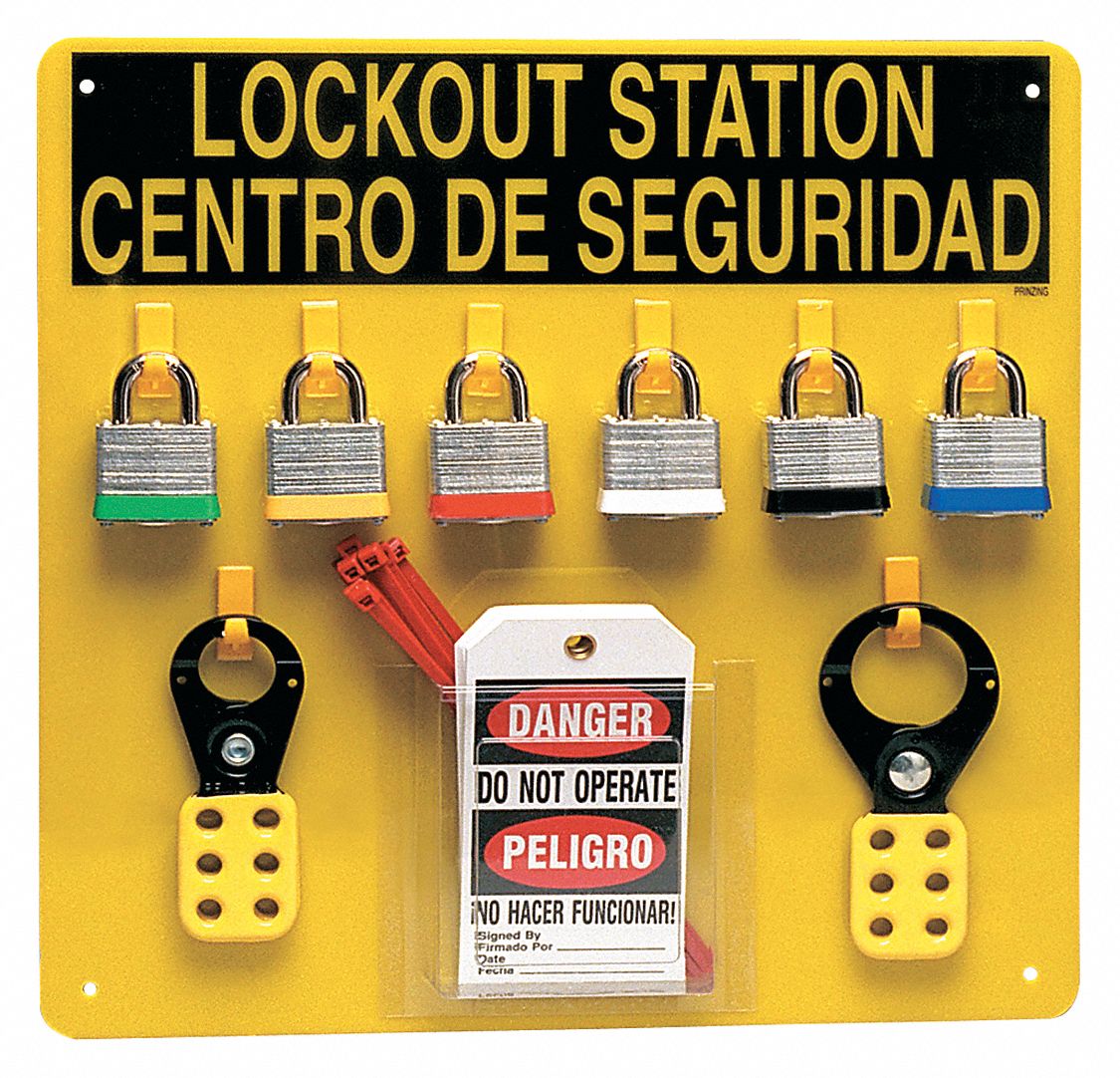 BRADY Lockout Station, Filled, General Lockout/Tagout, 14 in x 14 in