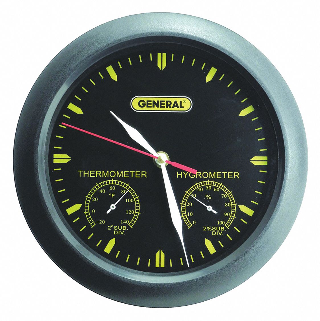GENERAL Clock Analog Hygrometer, 20 to 140 F 3LYY8CMOR11 Grainger