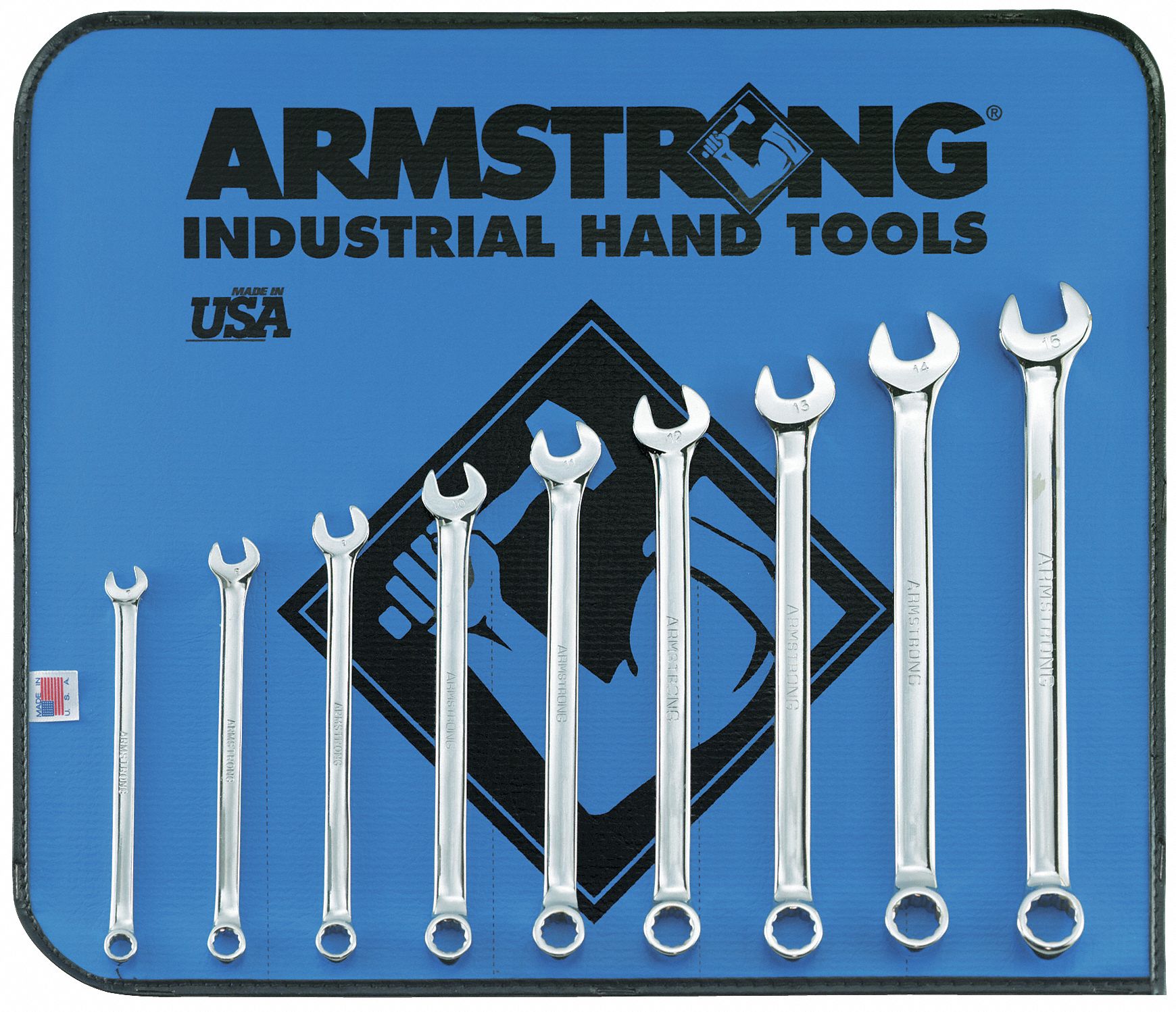 ARMSTRONG INDUSTRIAL HAND TOOLS Combination Wrench Set, Full Polish